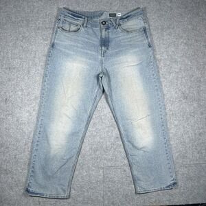 Volcom Denim Jeans Men's Size 34 (36x27) Washed Baggy Fitted Nailer Relaxed‎